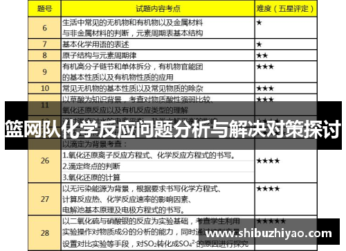 篮网队化学反应问题分析与解决对策探讨
