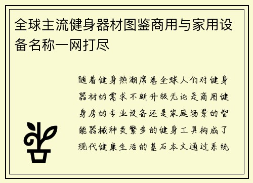 全球主流健身器材图鉴商用与家用设备名称一网打尽